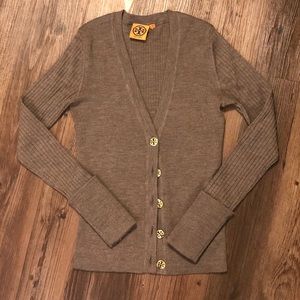 Tory Burch Slim Fit Logo Cardigan
